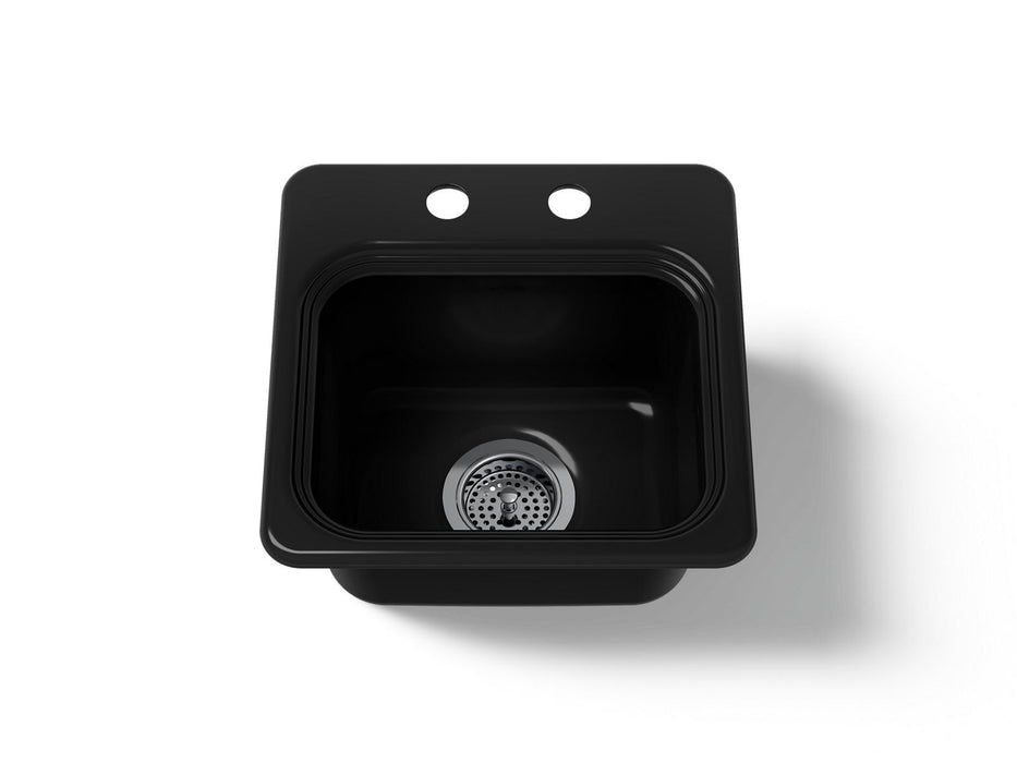 KOHLER K-6579-2 Northland 15" top-mount single-bowl bar sink, black black
