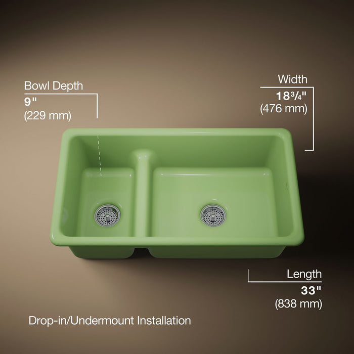 KOHLER K-6625 Iron/Tones Smart Divide 33" top-/undermount double-bowl kitchen sink