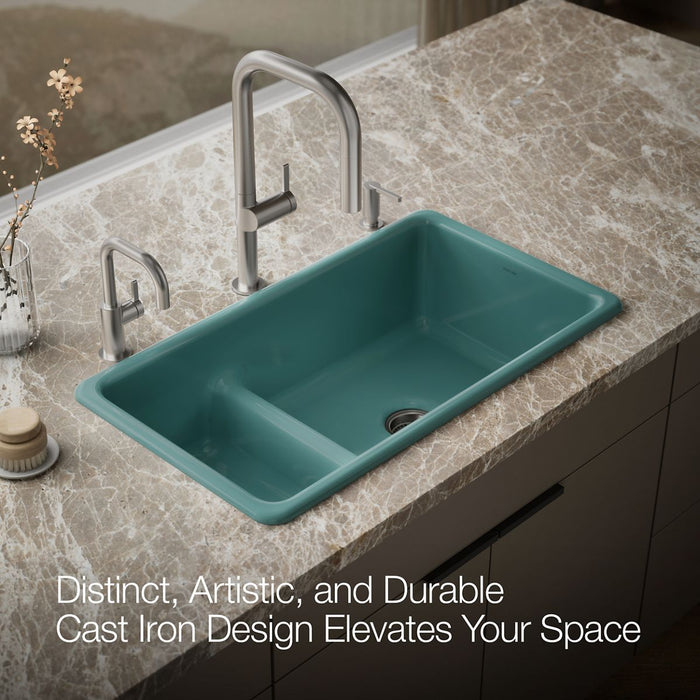 KOHLER Iron/Tones Smart Divide 33" top-/undermount double-bowl kitchen sink