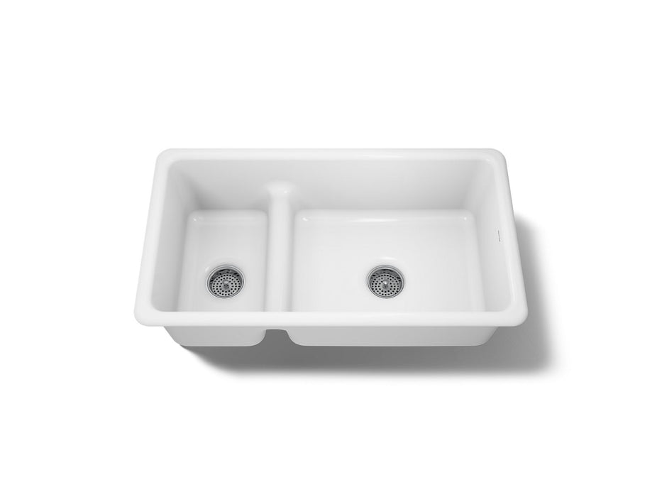 KOHLER Iron/Tones Smart Divide 33" top-/undermount double-bowl kitchen sink