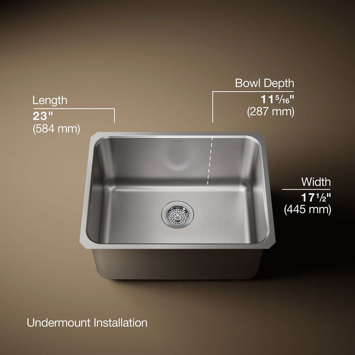 KOHLER Undertone 23" undermount single-bowl utility sink