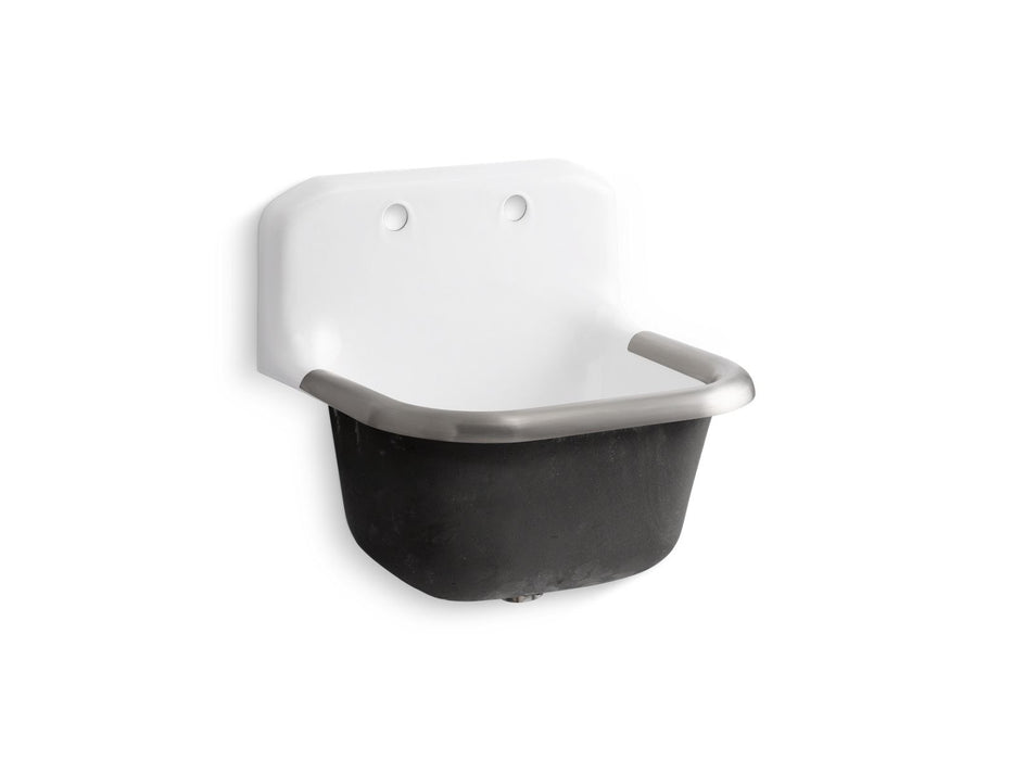 KOHLER K-6716 Bannon 24" x 20-1/4" Wall-mount or P-trap Mount Service Sink with Rim Guard and Back Drilled on 8" Centers