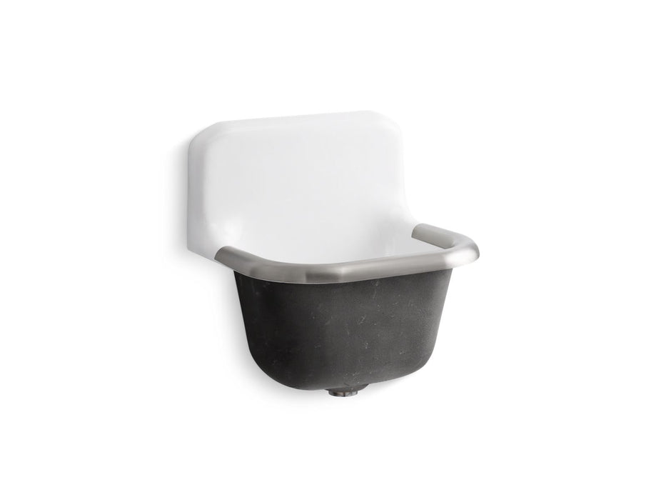 KOHLER Bannon 22-1/4" x 18-1/4" wall-mount or P-trap mount service sink with rim guard and blank back