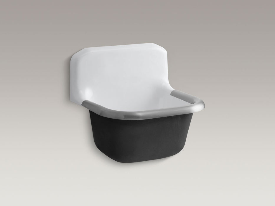 KOHLER K-6719 Bannon 24" x 20-1/4" Wall-mount or P-trap Mount Service Sink with Rim Guard and Blank Back