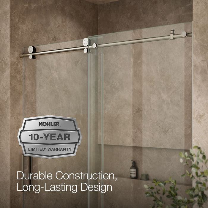 KOHLER K-701696-L Composed Sliding shower door, 78" H x 56-1/8 - 59-7/8" W, with 3/8" thick Crystal Clear glass