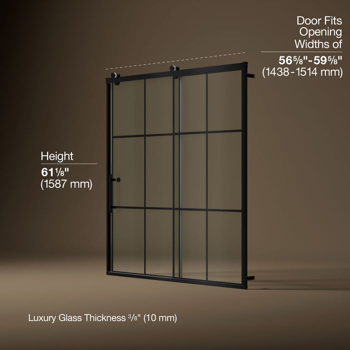 KOHLER K-702253-10G79 Rely 62-1/2" H sliding bath door with 3/8"-thick glass