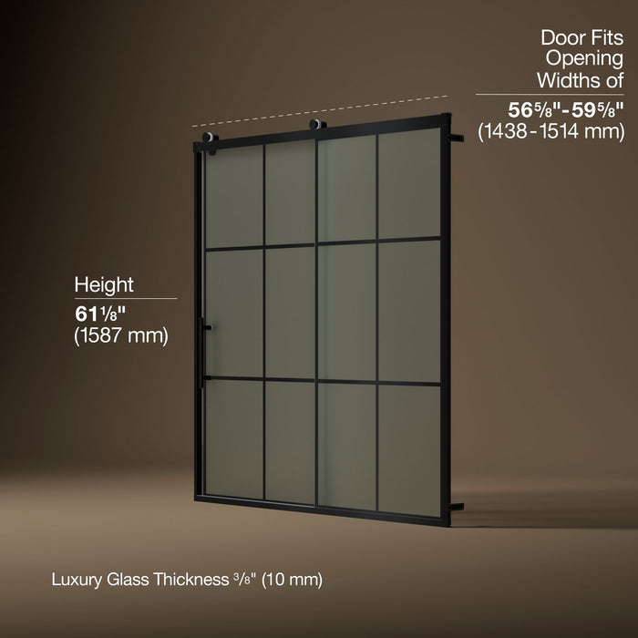 KOHLER K-702253-10G80 Rely 62-1/2" H sliding bath door with 3/8"-thick glass