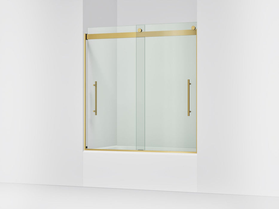 KOHLER K-702419-L Levity Frameless sliding bath door, 61-9/16" H x 56-5/8 - 59-5/8" W, with 5/16"-thick Crystal Clear gl