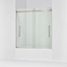 Kohler Levity Frameless sliding bath door, 61-9/16" H x 56-5/8 - 59-5/8" W, with 5/16"-thick Crystal Clear glass