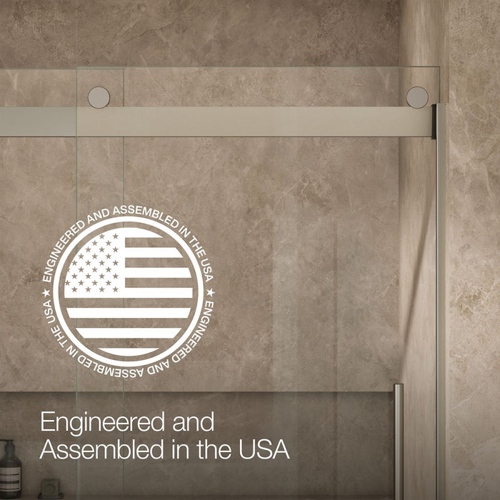 Kohler Levity Frameless sliding bath door, 61-9/16" H x 56-5/8 - 59-5/8" W, with 5/16"-thick Crystal Clear glass
