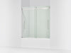 Kohler Levity Frameless sliding bath door, 61-9/16" H x 56-5/8 - 59-5/8" W, with 5/16"-thick Crystal Clear glass