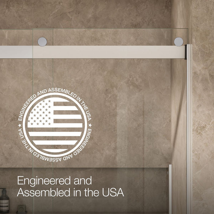 Kohler Levity Frameless sliding bath door, 61-9/16" H x 56-5/8 - 59-5/8" W, with 5/16"-thick Crystal Clear glass