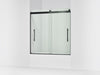 Kohler Levity Frameless sliding bath door, 61-9/16" H x 56-5/8 - 59-5/8" W, with 5/16"-thick Crystal Clear glass