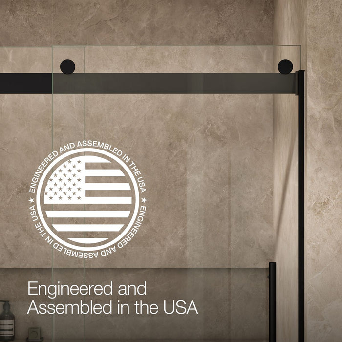 Kohler Levity Frameless sliding bath door, 61-9/16" H x 56-5/8 - 59-5/8" W, with 5/16"-thick Crystal Clear glass