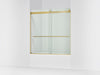 KOHLER K-702420-L Levity Frameless sliding bath door, 61-9/16" H x 56-5/8 - 59-5/8" W, with 5/16"-thick Crystal Clear gl