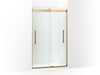 KOHLER K-702421-L Levity Frameless sliding shower door, 77-9/16" H x 44-5/8 - 47-5/8" W, with 5/16"-thick Crystal Clear 