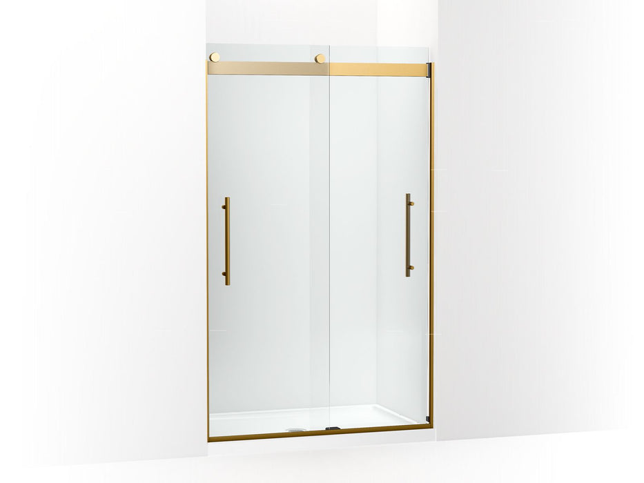 KOHLER K-702421-L Levity Frameless sliding shower door, 77-9/16" H x 44-5/8 - 47-5/8" W, with 5/16"-thick Crystal Clear 