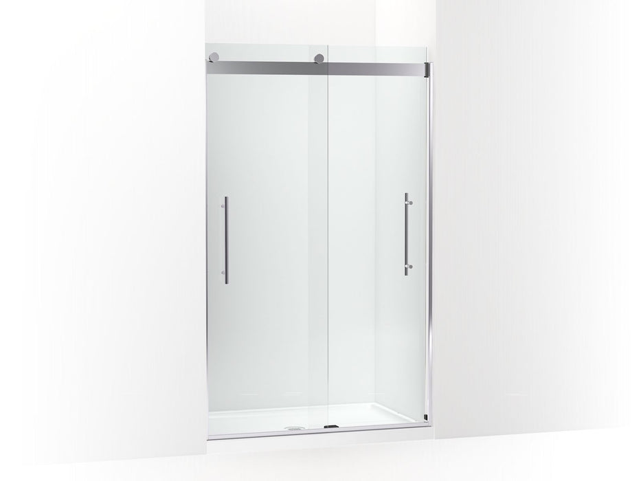 Kohler Levity Frameless sliding shower door, 77-9/16" H x 44-5/8 - 47-5/8" W, with 5/16"-thick Crystal Clear glass