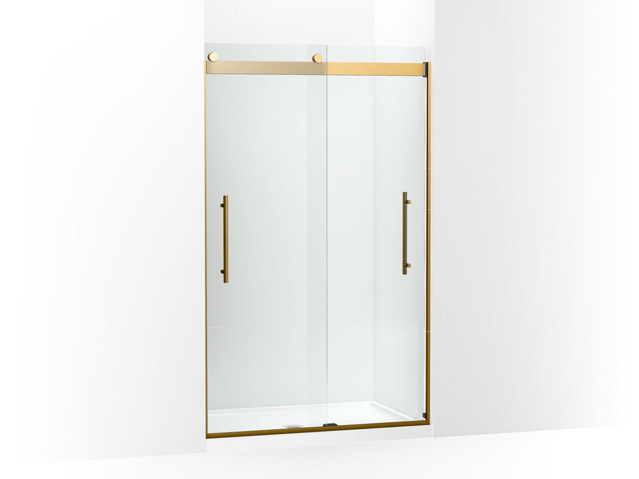 Kohler Levity Frameless sliding shower door, 77-9/16" H x 44-5/8 - 47-5/8" W, with 5/16"-thick Crystal Clear glass