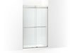 KOHLER K-702422-L Levity Frameless sliding shower door, 77-9/16" H x 44-5/8 - 47-5/8" W, with 5/16"-thick Crystal Clear 