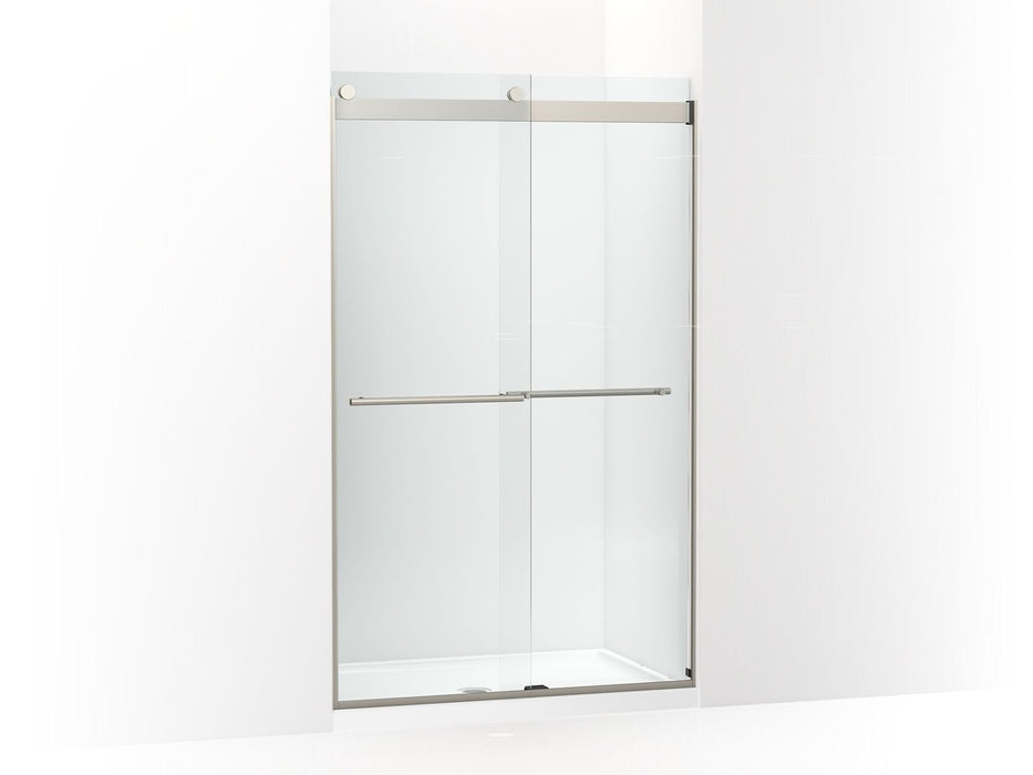 KOHLER K-702422-L Levity Frameless sliding shower door, 77-9/16" H x 44-5/8 - 47-5/8" W, with 5/16"-thick Crystal Clear 