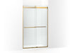KOHLER K-702422-L Levity Frameless sliding shower door, 77-9/16" H x 44-5/8 - 47-5/8" W, with 5/16"-thick Crystal Clear 