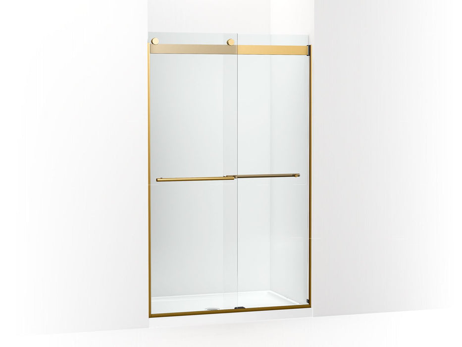 KOHLER K-702422-L Levity Frameless sliding shower door, 77-9/16" H x 44-5/8 - 47-5/8" W, with 5/16"-thick Crystal Clear 