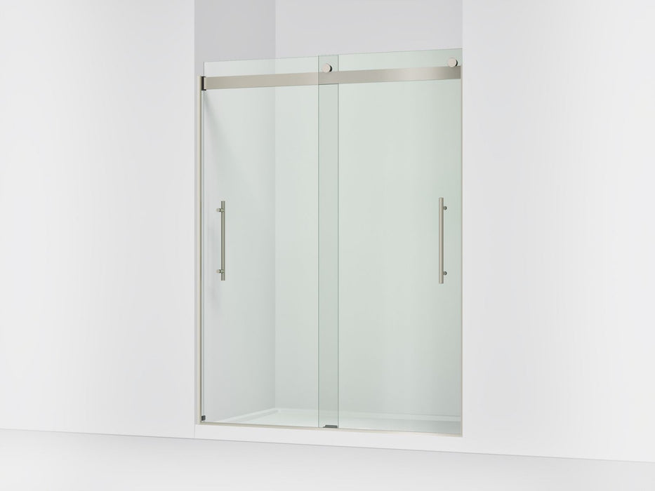 Kohler Levity Frameless sliding shower door, 77-9/16" H x 56-5/8 - 59-5/8" W, with 5/16"-thick Crystal Clear glass