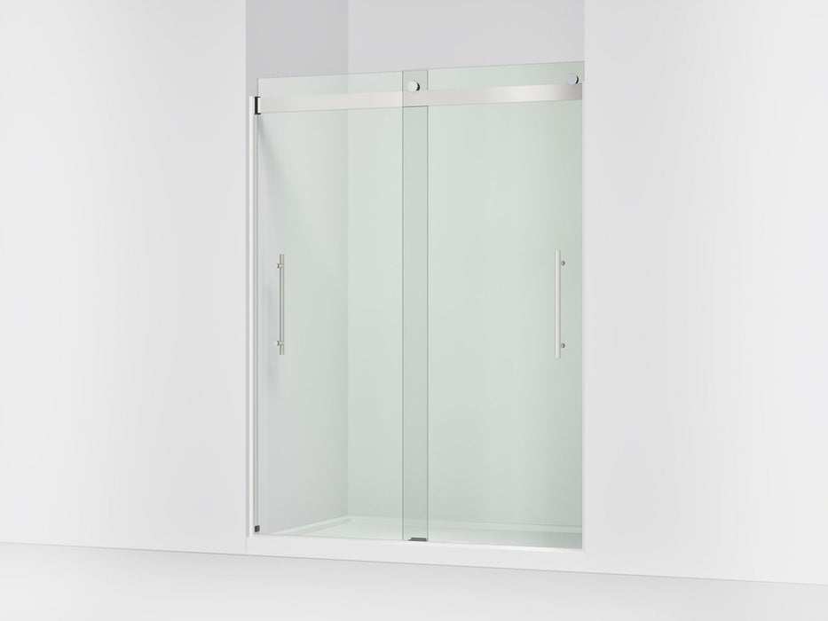 Kohler Levity Frameless sliding shower door, 77-9/16" H x 56-5/8 - 59-5/8" W, with 5/16"-thick Crystal Clear glass