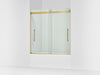 KOHLER K-702425-L Levity Frameless sliding bath door, 61-9/16" H x 56-5/8 - 59-5/8" W, with 3/8"-thick Crystal Clear gla