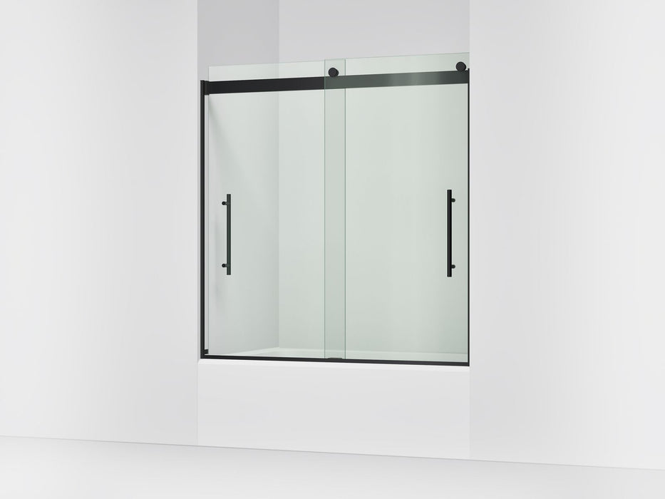 KOHLER K-702425-L Levity Frameless sliding bath door, 61-9/16" H x 56-5/8 - 59-5/8" W, with 3/8"-thick Crystal Clear glass