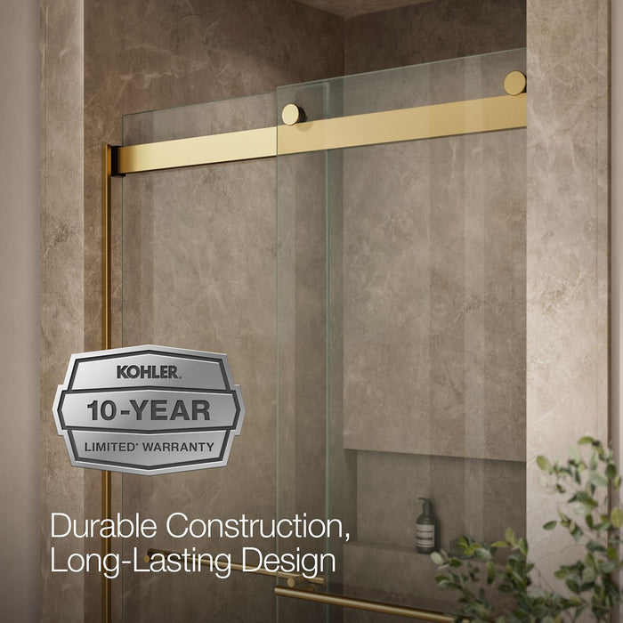 Kohler Levity Frameless sliding shower door, 81-5/8" H x 44-5/8 - 47-5/8" W, with 3/8"-thick Crystal Clear glass