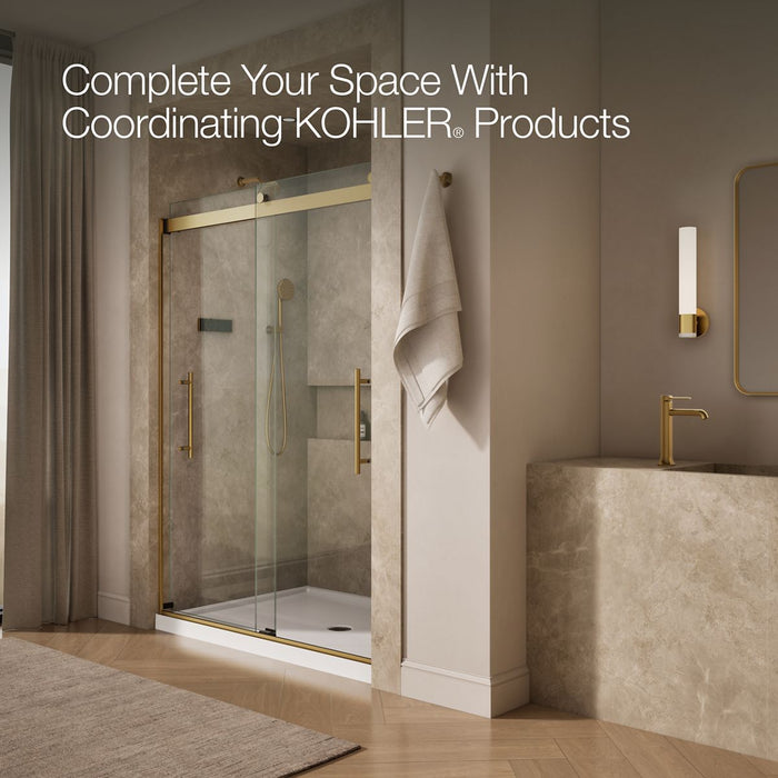 Kohler Levity Frameless sliding shower door, 81-5/8" H x 56-5/8 - 59-5/8" W, with 3/8"-thick Crystal Clear glass