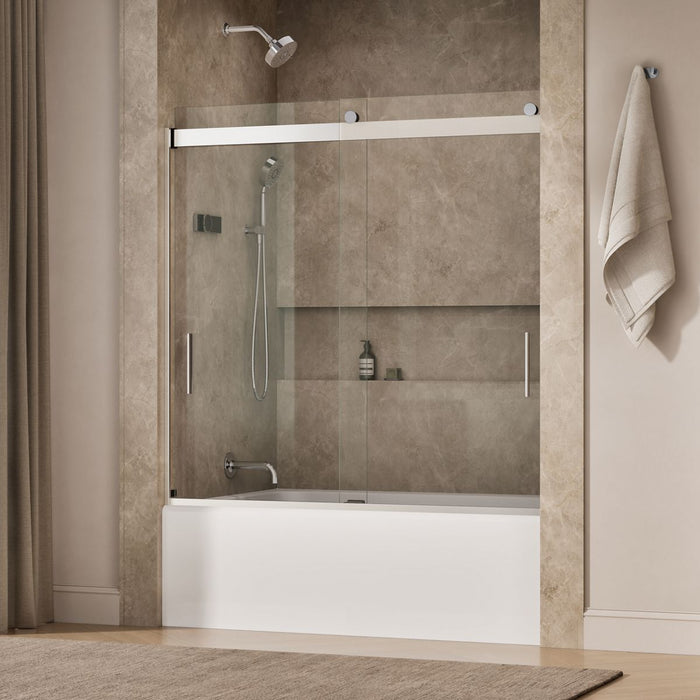 KOHLER K-706002-L Levity Sliding bath door, 59-3/4" H x 56-5/8 - 59-5/8" W, with 1/4" thick Crystal Clear glass, bright...
