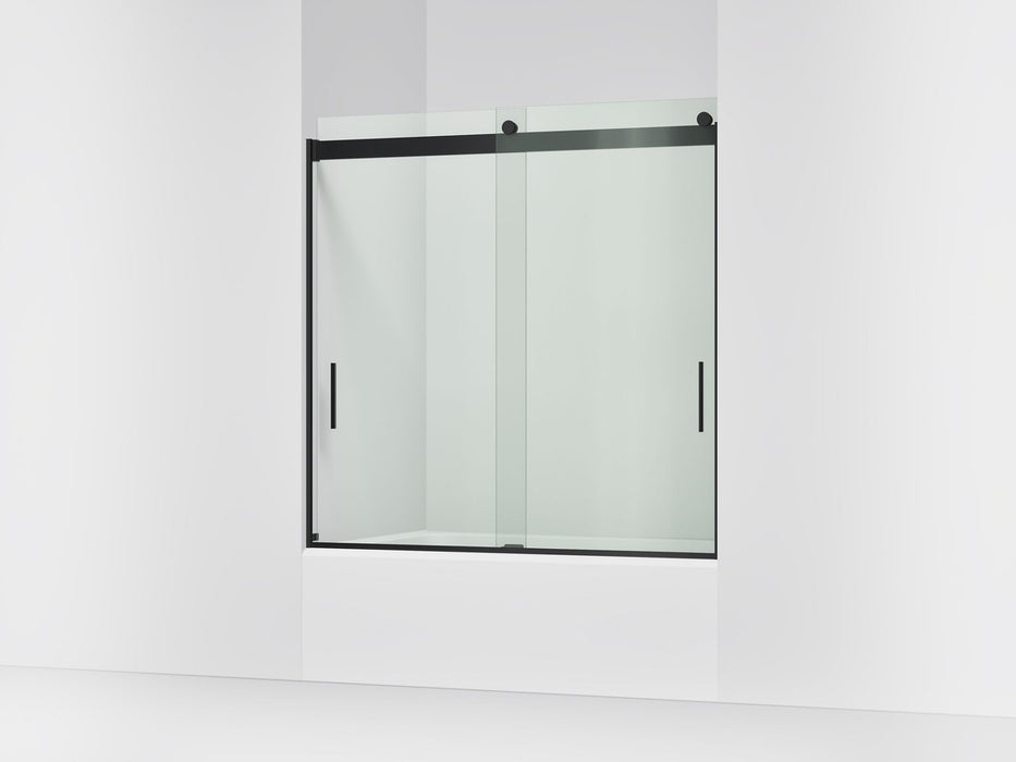 KOHLER K-706002-L Levity Sliding bath door, 59-3/4" H x 56-5/8 - 59-5/8" W, with 1/4" thick Crystal Clear glass, matte black