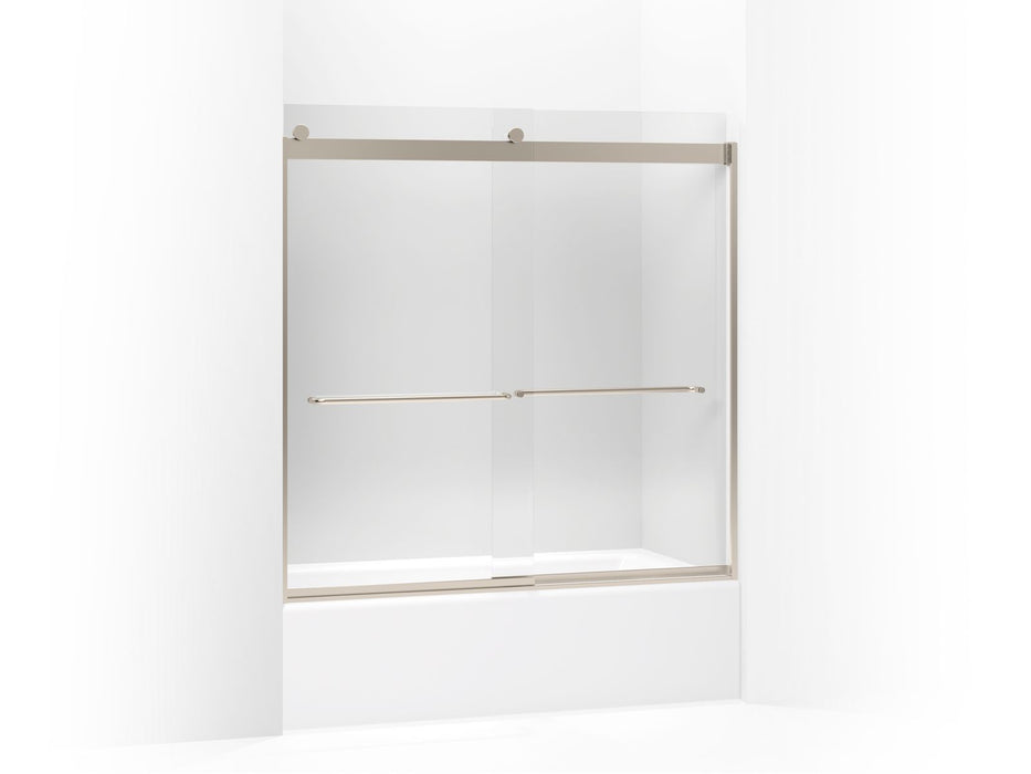 KOHLER K-706006-L Levity Sliding bath door, 59-3/4" H x 56-5/8 - 59-5/8" W, with 1/4" thick Crystal Clear glass, anodized...