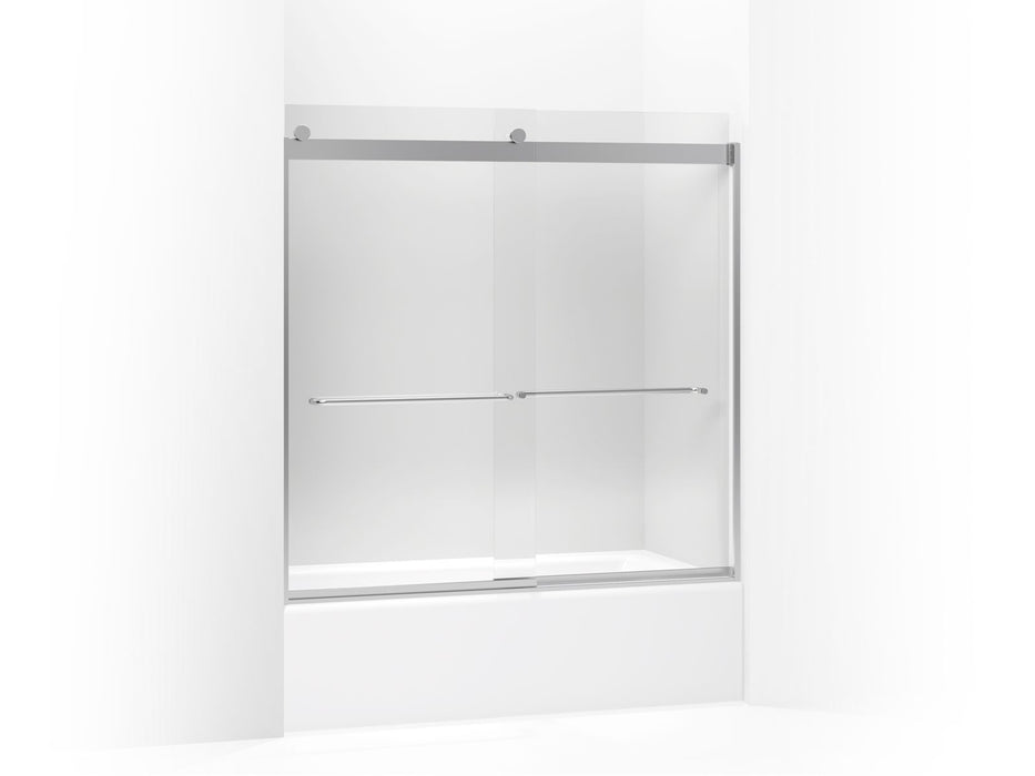KOHLER K-706006-L Levity Sliding bath door, 59-3/4" H x 56-5/8 - 59-5/8" W, with 1/4" thick Crystal Clear glass, bright...