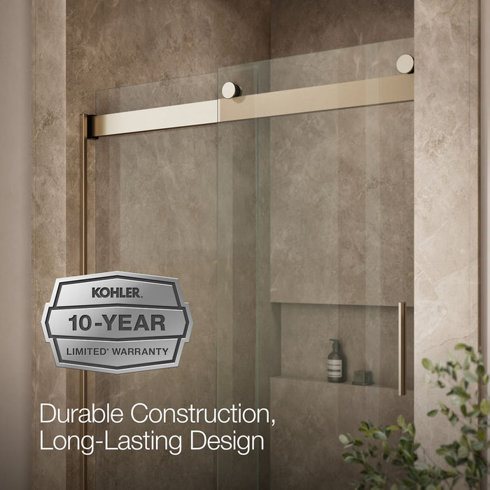 KOHLER K-706008-L Levity Sliding shower door, 74" H x 43-5/8 - 47-5/8" W, with 1/4" thick Crystal Clear glass, anodized...