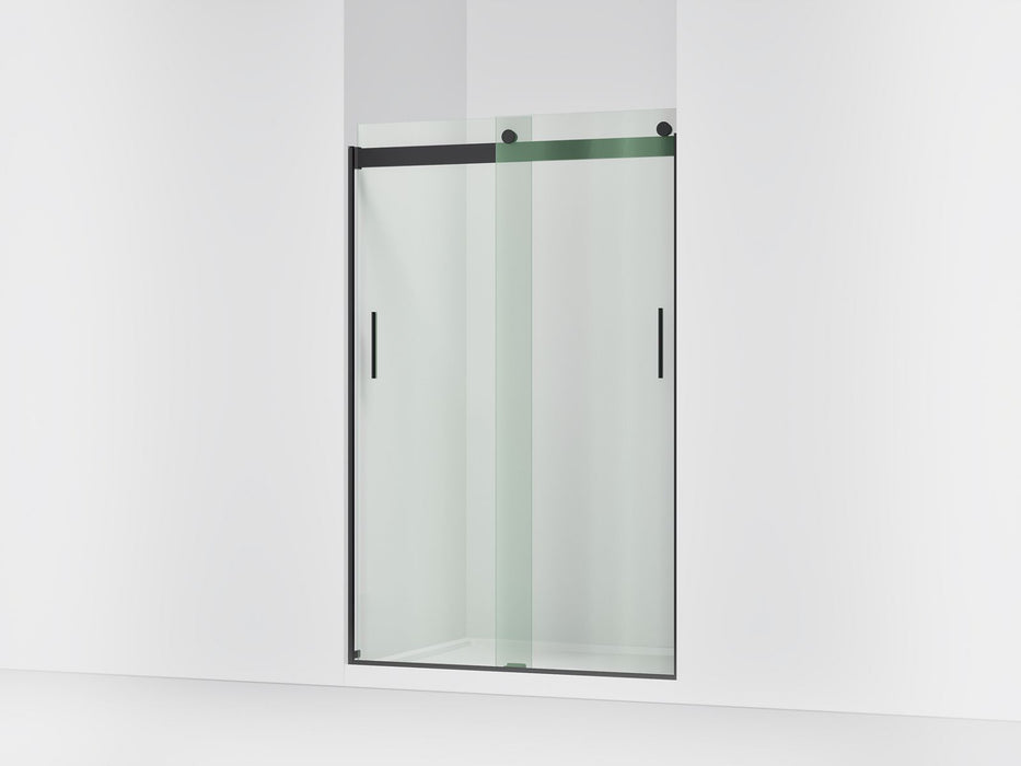 KOHLER K-706008-L Levity Sliding shower door, 74" H x 43-5/8 - 47-5/8" W, with 1/4" thick Crystal Clear glass, matte black