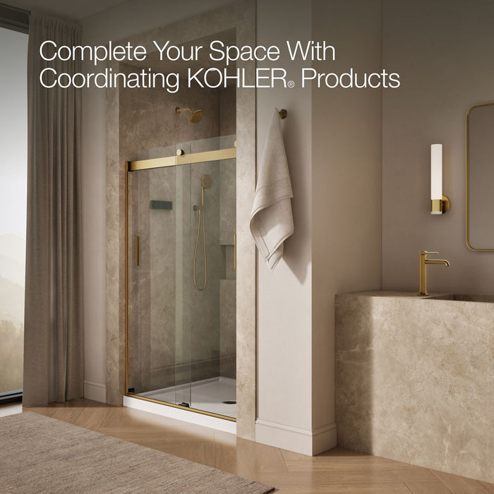 KOHLER K-706008-L Levity Sliding shower door, 74" H x 43-5/8 - 47-5/8" W, with 1/4" thick Crystal Clear glass, vibrant...