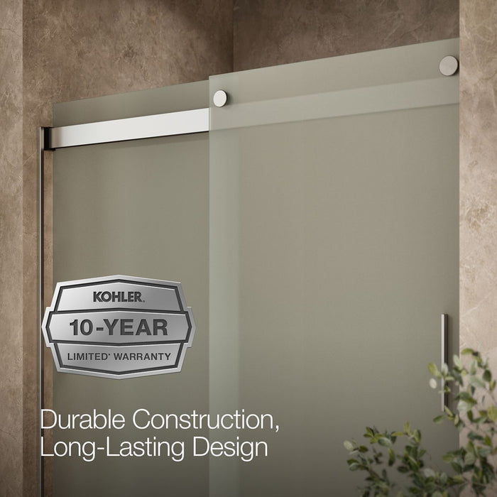 KOHLER K-706009-D3 Levity Sliding shower door, 74" H x 56-5/8 - 59-5/8" W, with 1/4" thick Frosted glass and blade...