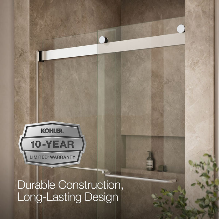 KOHLER K-706014-L Levity Sliding shower door, 74" H x 44-5/8 - 47-5/8" W, with 1/4" thick Crystal Clear glass