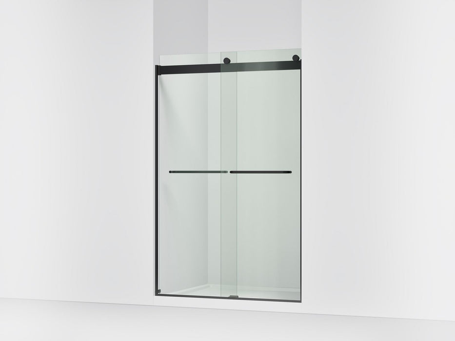 KOHLER K-706014-L Levity Sliding shower door, 74" H x 44-5/8 - 47-5/8" W, with 1/4" thick Crystal Clear glass, matte black
