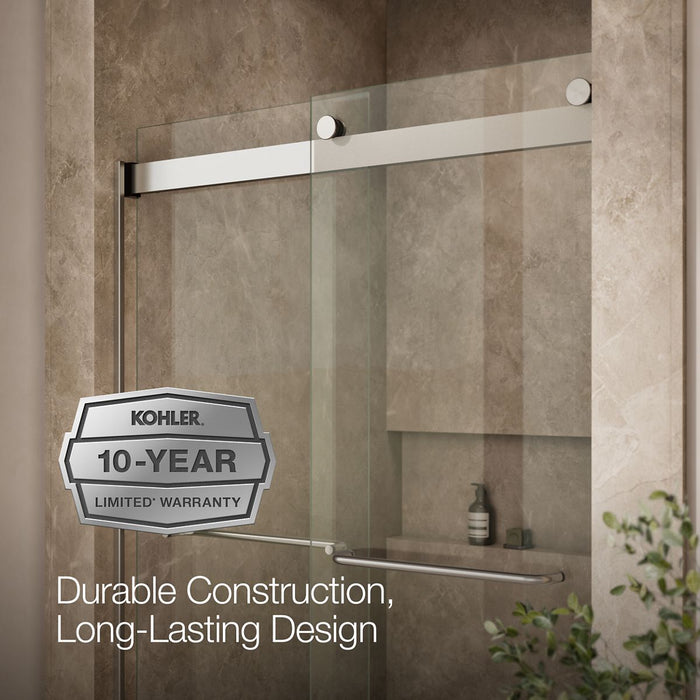 KOHLER K-706014-L Levity Sliding shower door, 74" H x 44-5/8 - 47-5/8" W, with 1/4" thick Crystal Clear glass