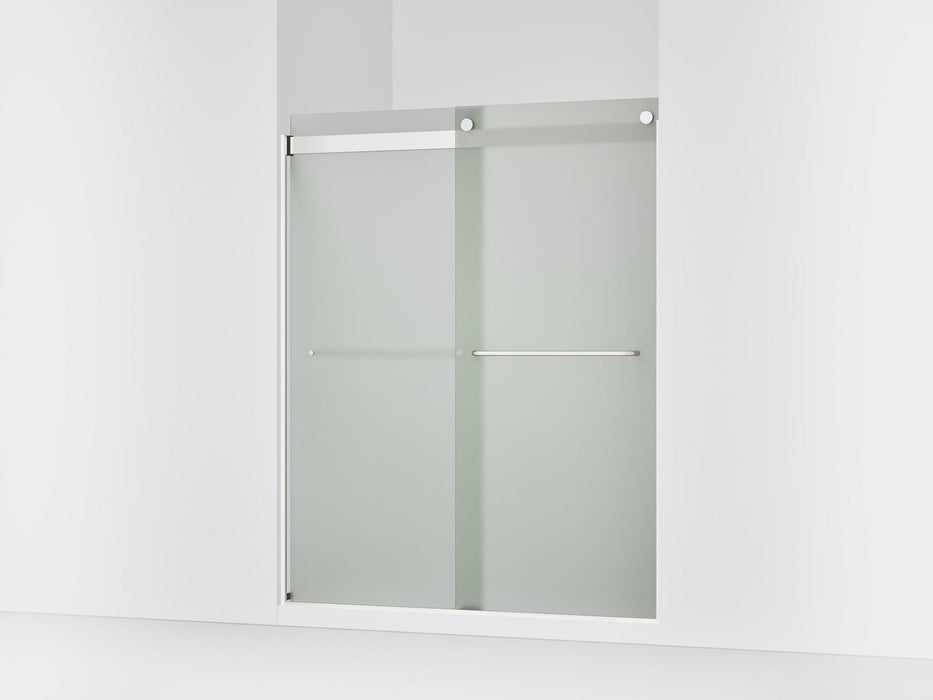 KOHLER K-706015-D3 Levity Sliding shower door, 74" H x 56-5/8 - 59-5/8" W, with 1/4" thick Frosted glass, bright silver