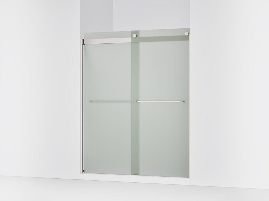 KOHLER K-706015-D3 Levity Sliding shower door, 74" H x 56-5/8 - 59-5/8" W, with 1/4" thick Frosted glass, matte nickel