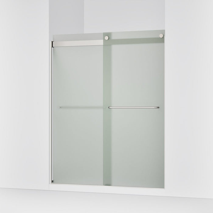 KOHLER K-706015-D3 Levity Sliding shower door, 74" H x 56-5/8 - 59-5/8" W, with 1/4" thick Frosted glass, matte nickel -...