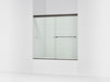 KOHLER K-707000-L Revel Sliding bath door, 55-1/2" H x 56-5/8 - 59-5/8" W, with 1/4" thick Crystal Clear glass