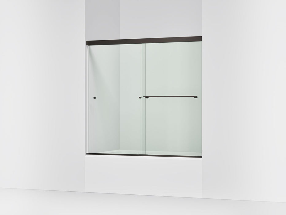 KOHLER K-707000-L Revel Sliding bath door, 55-1/2" H x 56-5/8 - 59-5/8" W, with 1/4" thick Crystal Clear glass