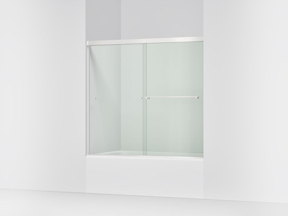 KOHLER K-707000-L Revel Sliding bath door, 55-1/2" H x 56-5/8 - 59-5/8" W, with 1/4" thick Crystal Clear glass